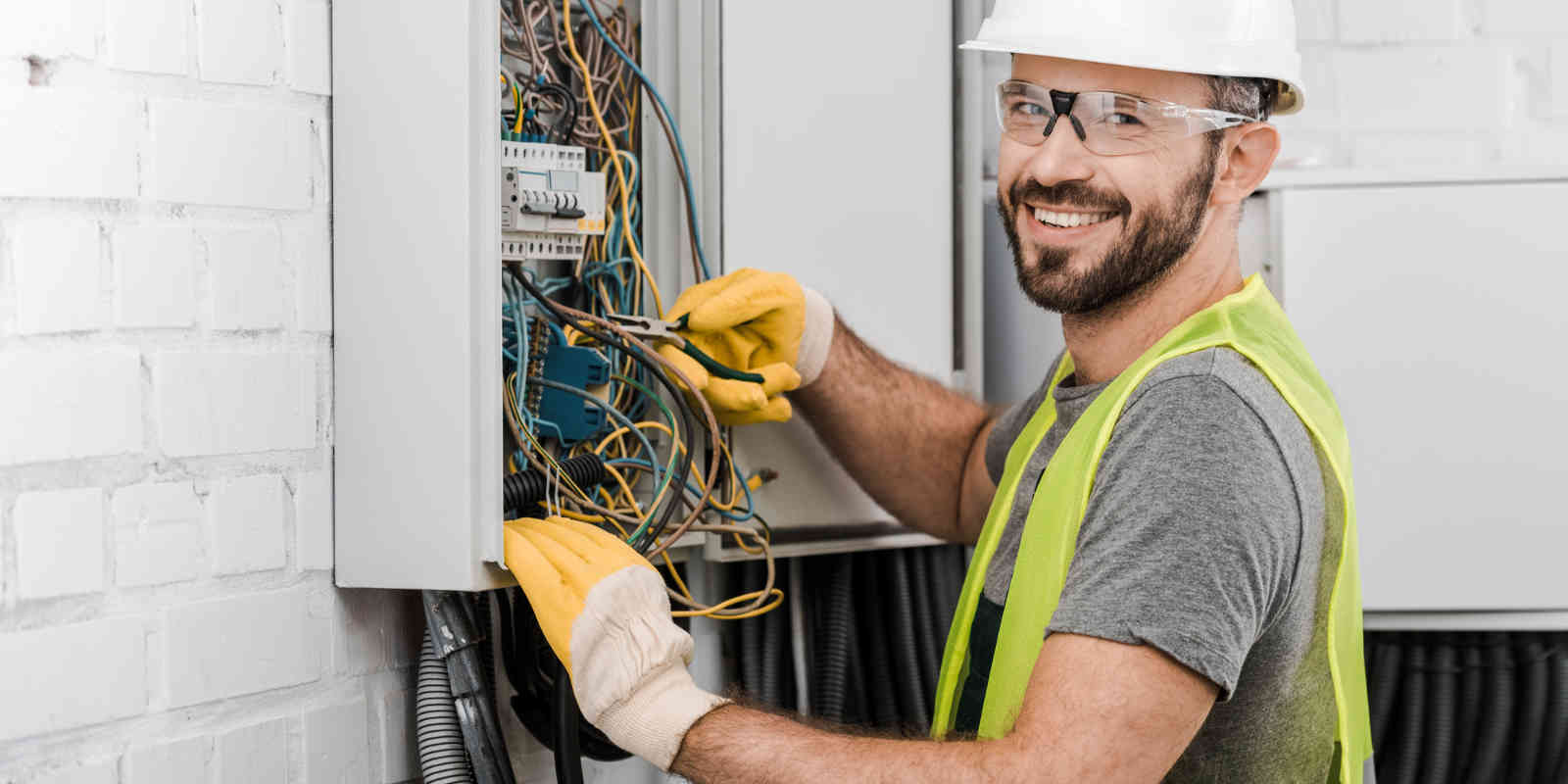 electrician at outdoor service box