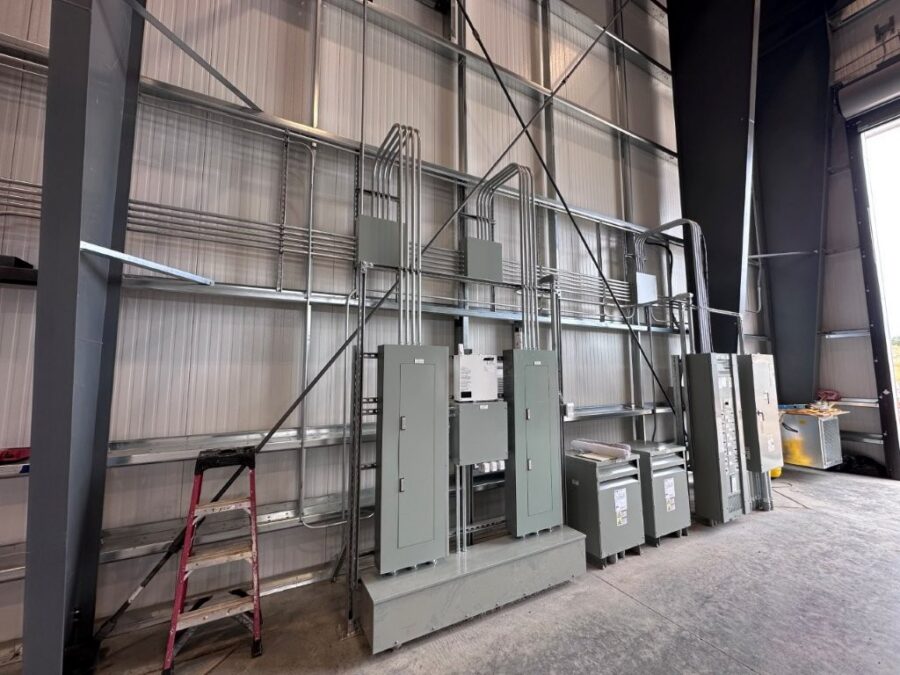 Electrical panels in an industrial facility