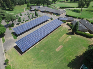Drone view of Butte Creek Country Club solar panels