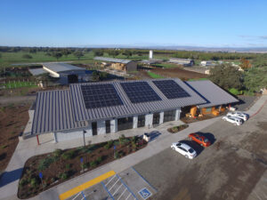 Drone view of CSUC Farm solar panels