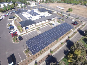 Drone view of Chico Eye Center solar panels